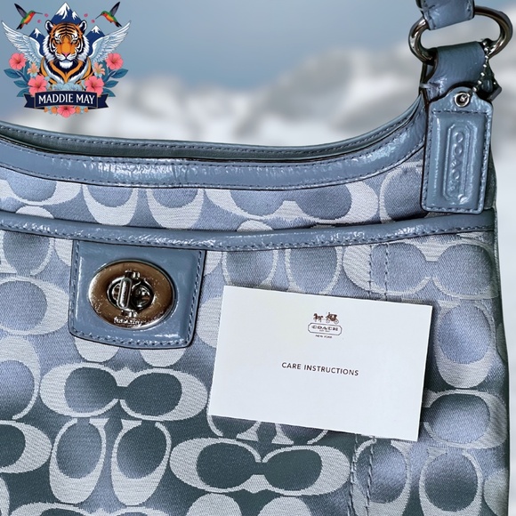 🌟Coach: “Penelope” Pool-Blue Signature Sateen Hippie Crossbody🌟 - Picture 9 of 12